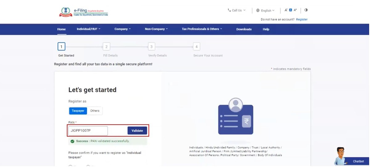How to Register at New tax return new E filing Portal SIMPLE